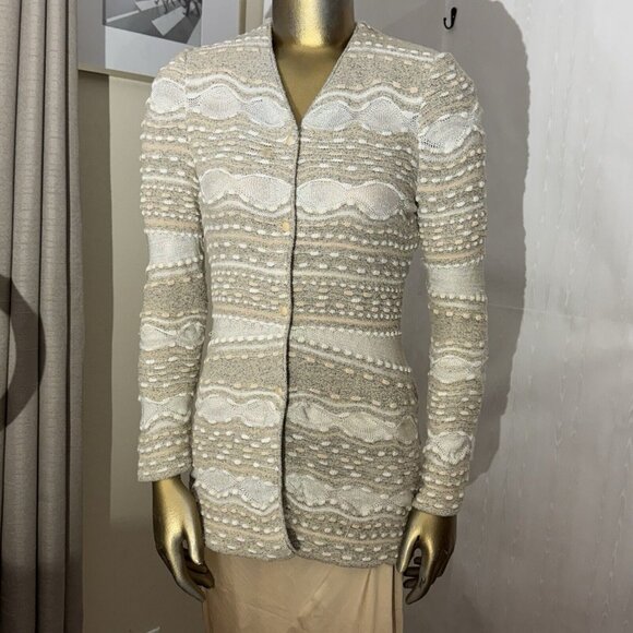St John Elegant Cream and Gray Women's Sweater - Picture 1 of 10